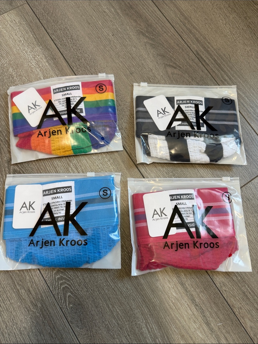 Arjen Kroos Men's Briefs - Rainbow, Black, Blue, Pink - Pack of 4